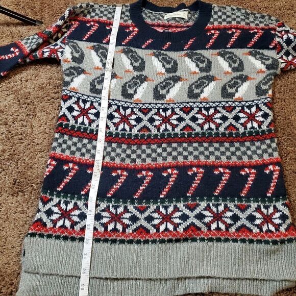 Abercrombie&Fitch Penguin Candy Cane Wool Blend Holiday Sweater Size Medium - Picture 10 of 13
